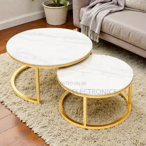 Marble Surface Nesting Coffee Tables With Gold Base Furniture