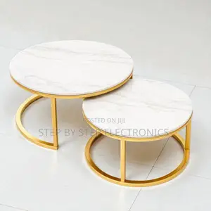 Marble Nesting Coffee Table Set With Gold Stainless Frame Living Space