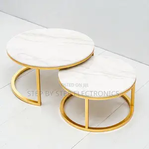 Marble Nesting Tables With Gold Frame Perfect for Living Room Décor