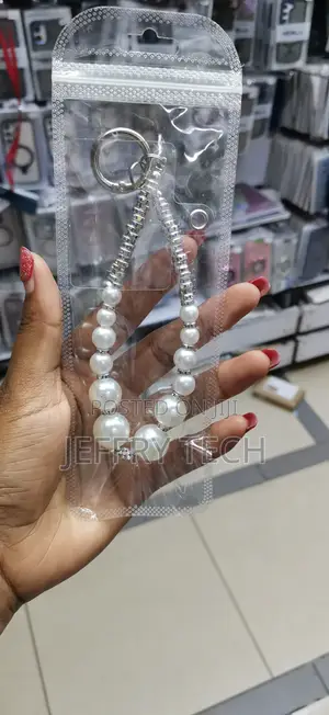 Pearl Lanyard Keychain Phone Charm, Aesthetic Beads Wrist Strap