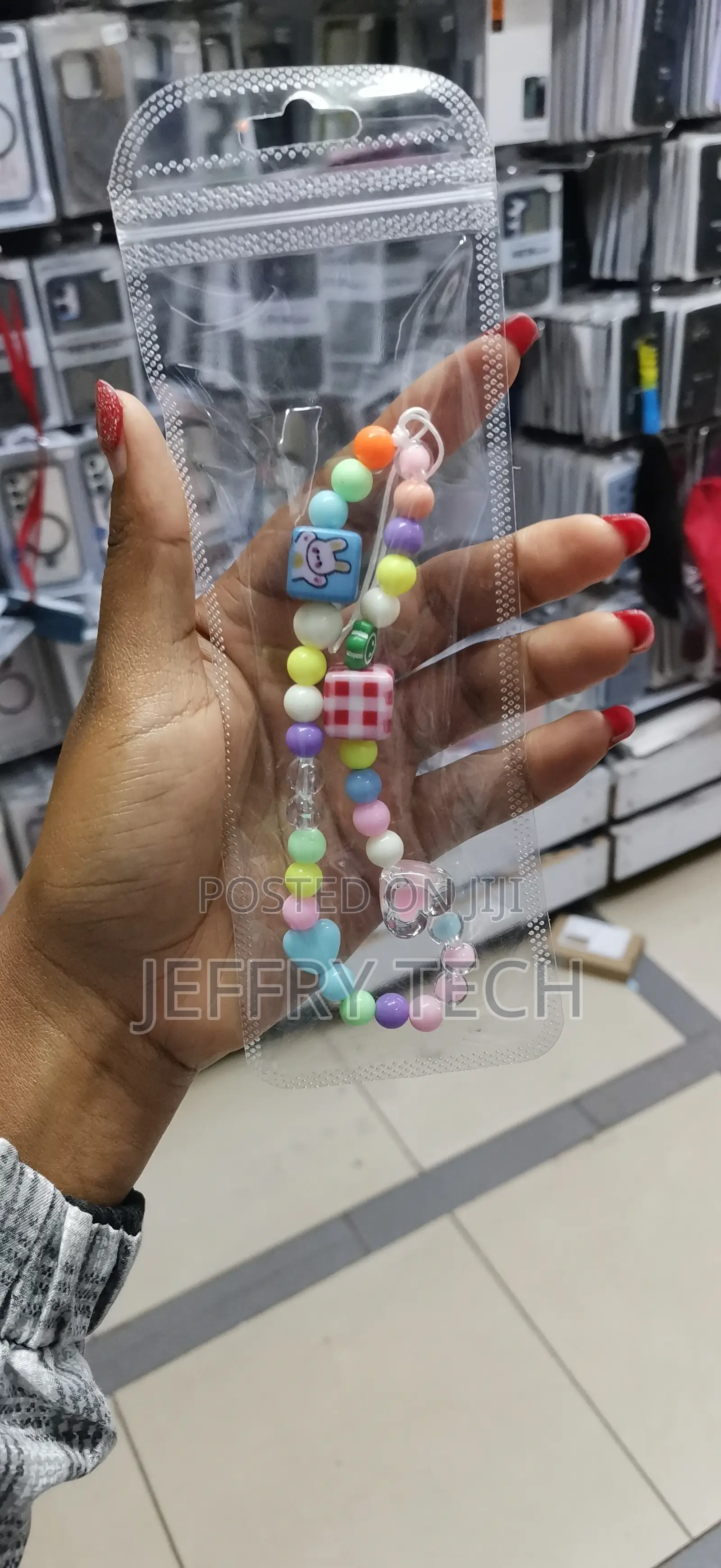 Cube Phone Chain Strap Pearl Mobile Phone Charms
