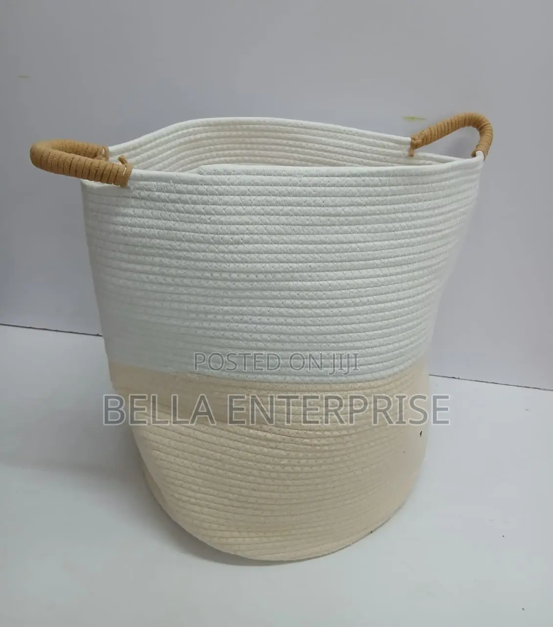 Big Laundry Basket Decorative Woven Cotton Rope Storage Hamper