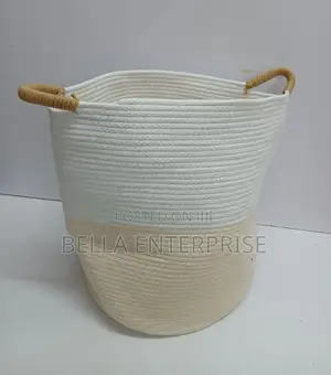 Big Laundry Basket Decorative Woven Cotton Rope Storage Hamper