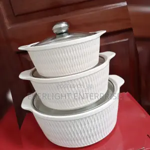 Set of 3 White Soup Pots