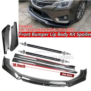 Toyota Mark X Carbon Fiber Front Bumper Lip Kit And Side Skirts Set