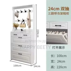 Multi-Function Hallway Shoe Cabinet With Coat Rack (24cm Slim Design)