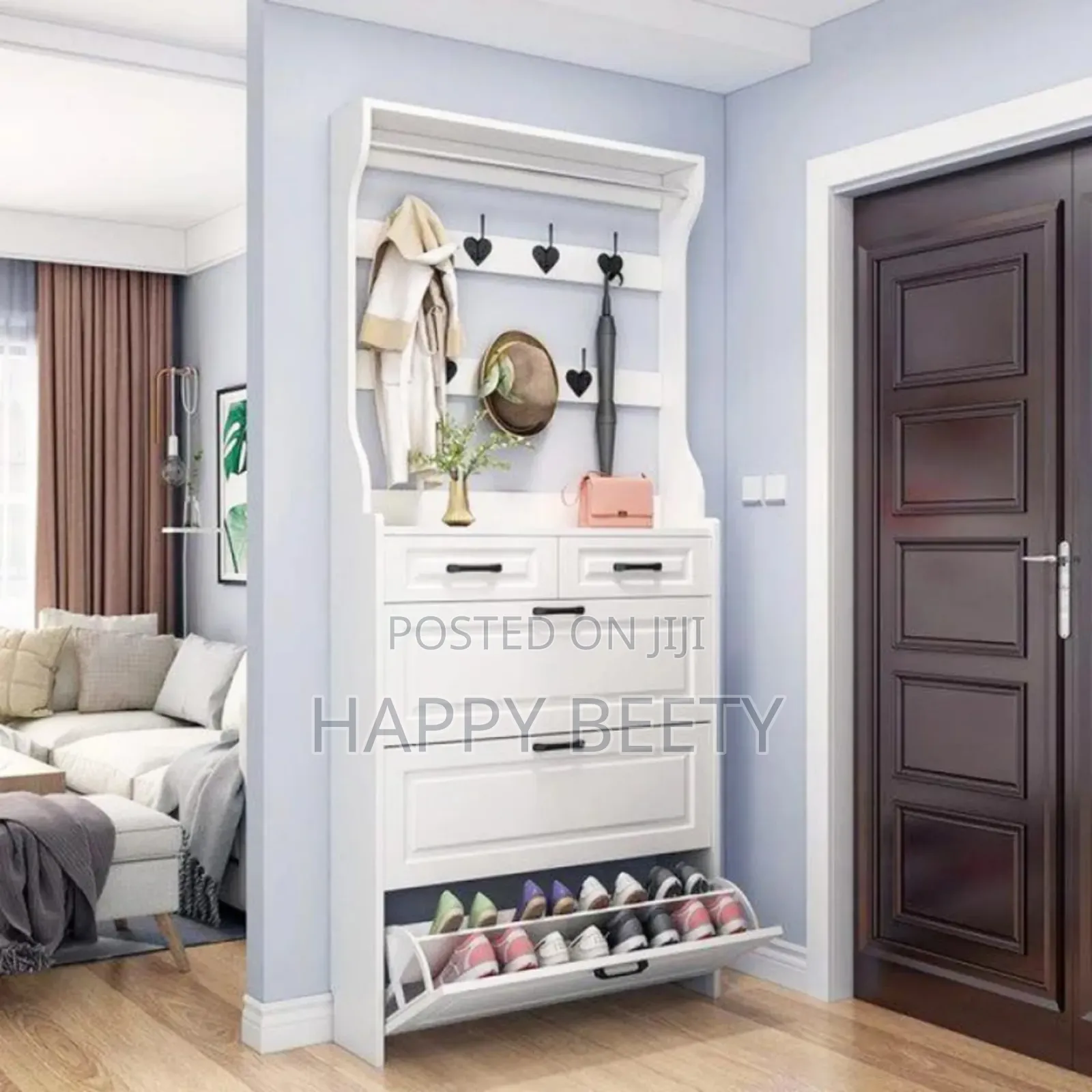 Multi-Function Hallway Shoe Cabinet With Coat Rack (24cm Slim Design)
