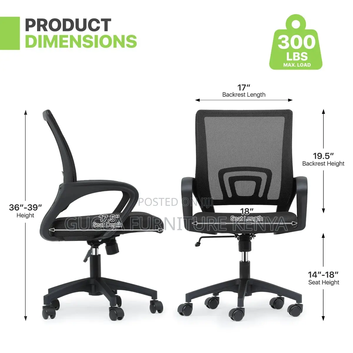 Swivel Adjustable Clerical Office Chair