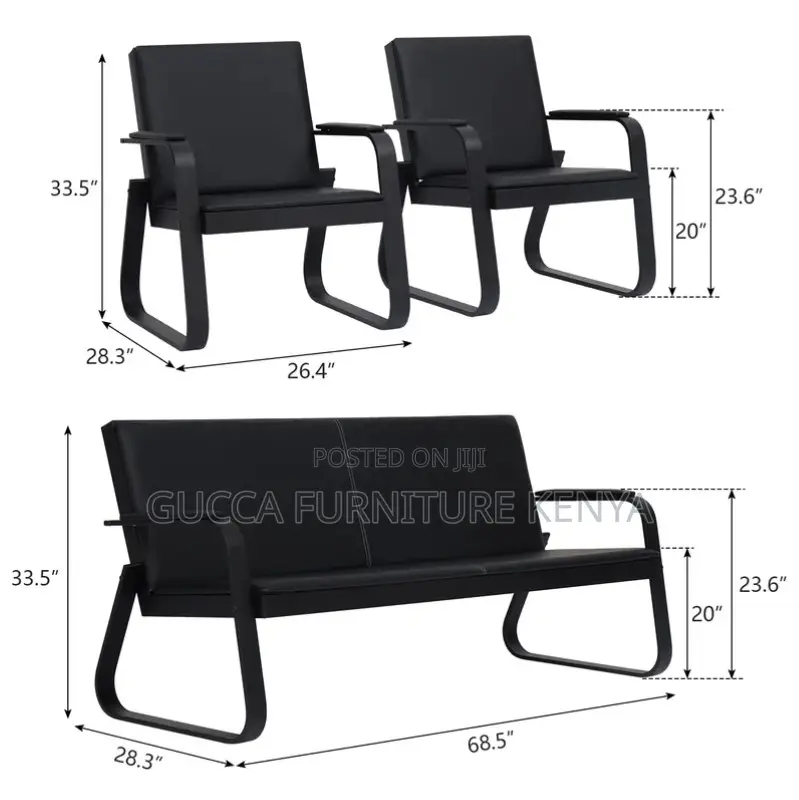 5-searter Leather Executive Reception Sofa Set