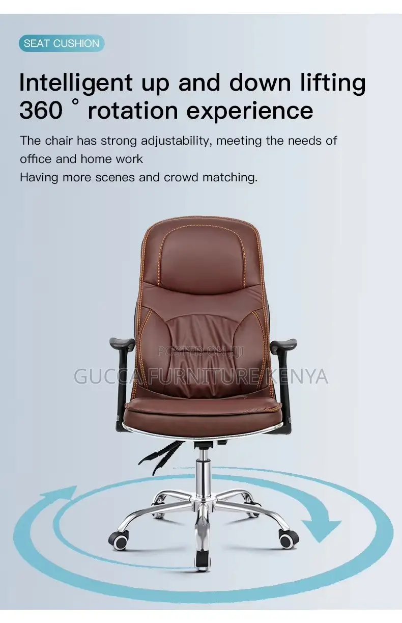 Brown Adjustable Leather Generic Chair
