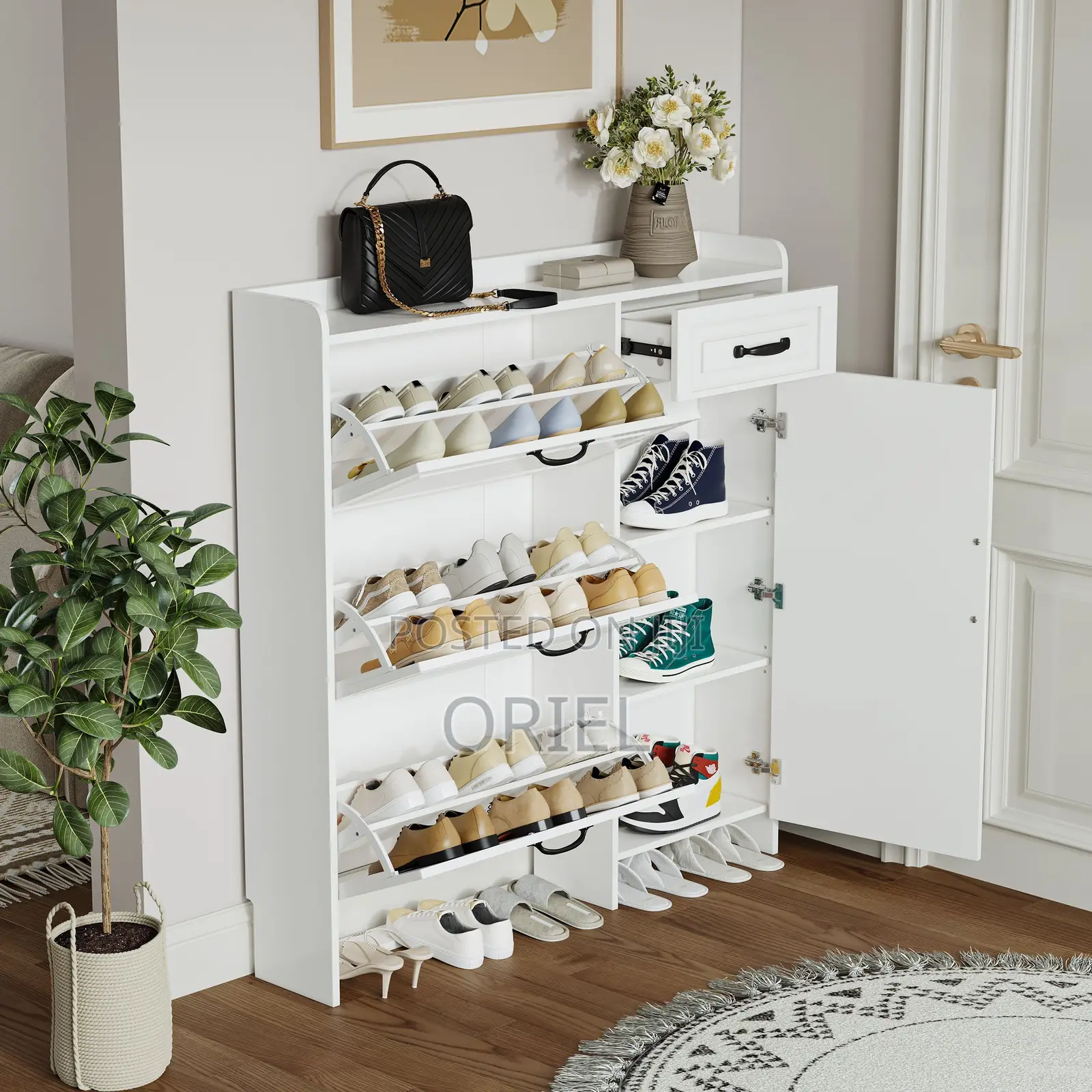 White Modern Shoe Storage Rack