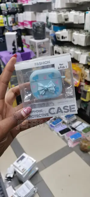 Yivenb Cute Silicone Cover Bow Design for Airpods 4 -Blue
