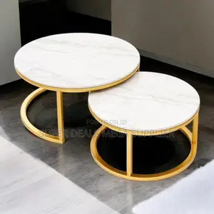 Luxury Round Circular Marble Nesting Coffee Tables 2 Pieces