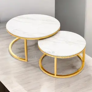 Luxury Modern Marble Nesting Coffee Tables 2 Piece Round Set