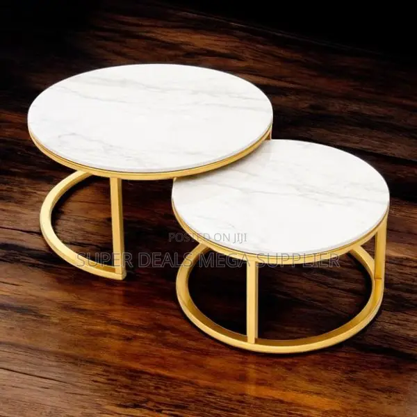 Round Marble Top Coffee Tables 2 Piece Nesting Set