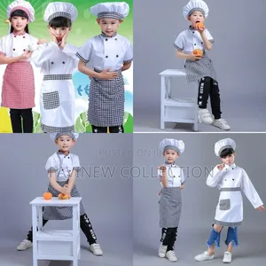 3pcs Children Professional Chef Costume/ Kids Kitchen Apron