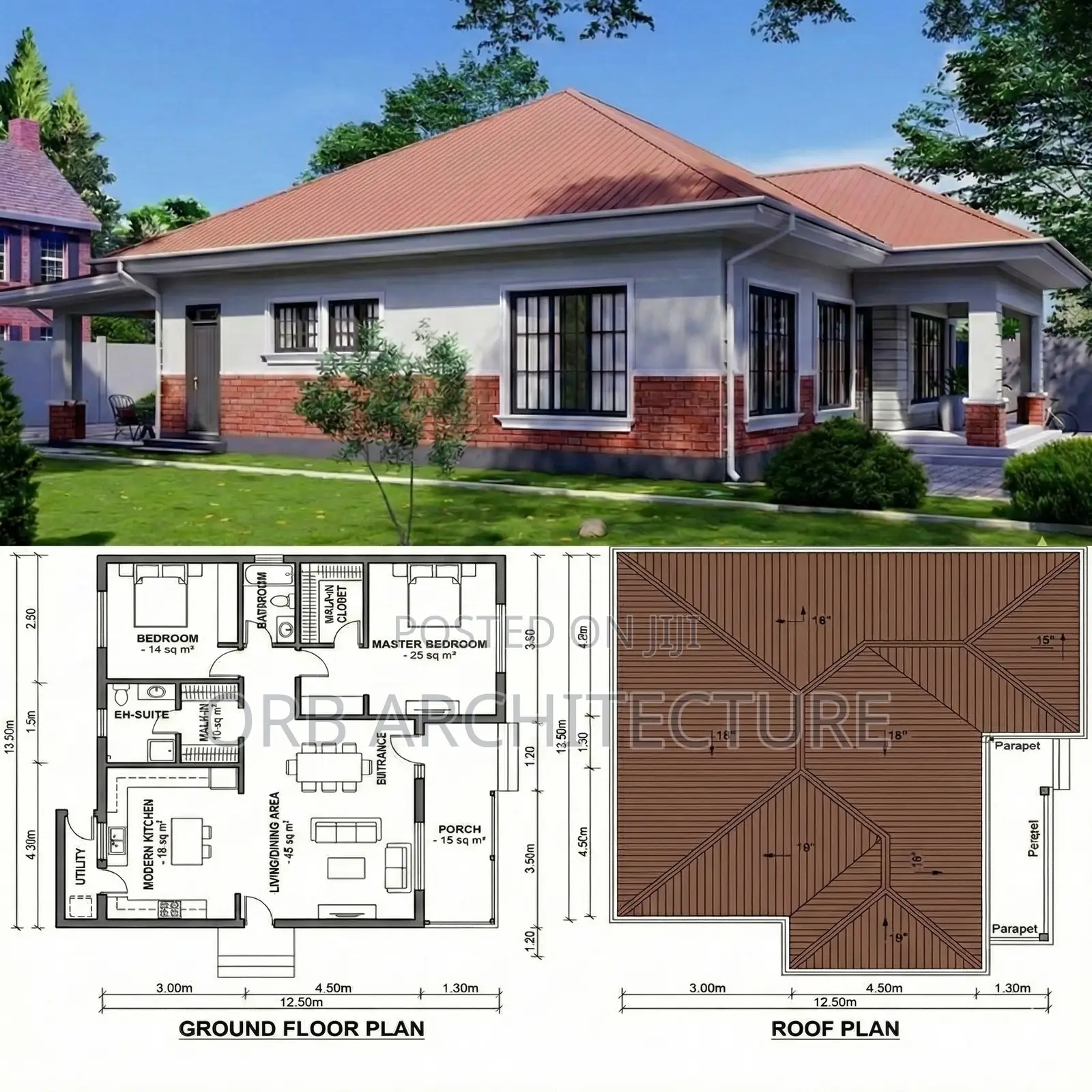 Modern 2 Bedroom House Plans (Customizable)
