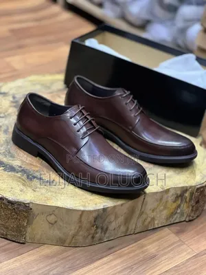 Brown Men Leather Derby Shoes.