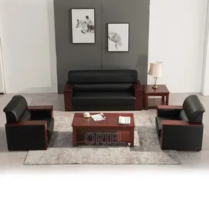 5-Seater Black Leather Executive Office Sofa