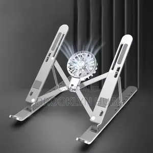 Aluminum Alloy Laptop Stand With a Detachable Cooling Fan.