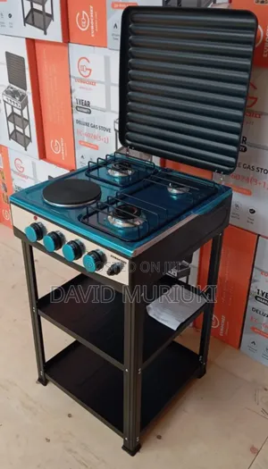 Eurochef 3 Gas +1 Electric Standing Cooker With Shelves.