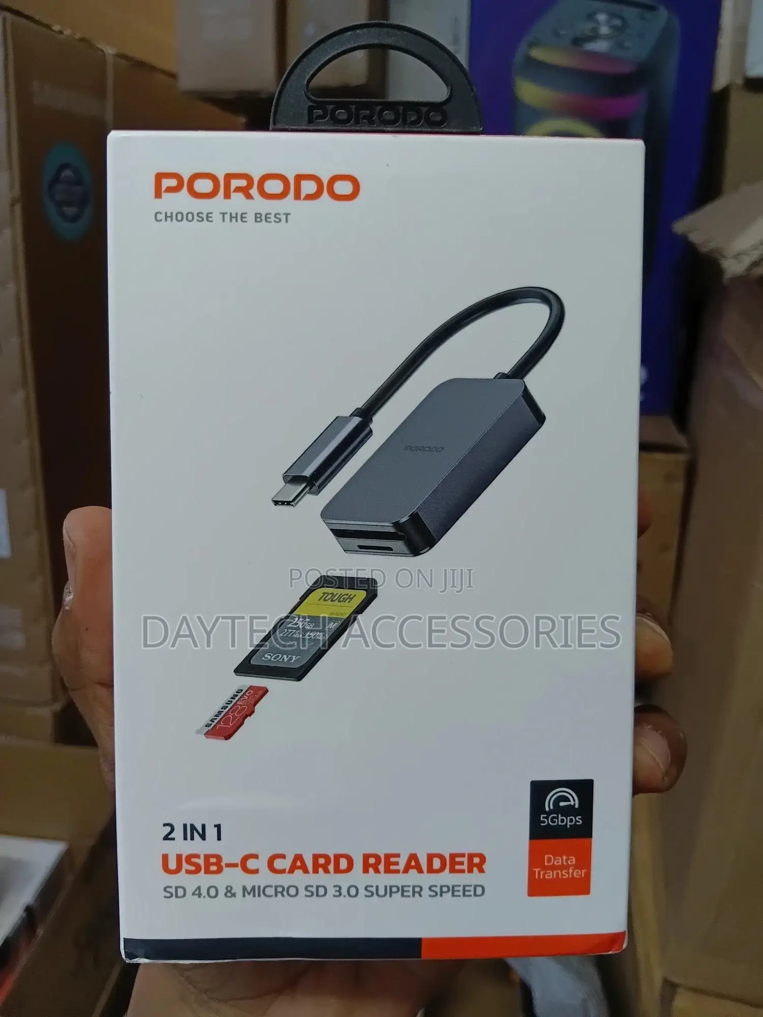 Porodo 2in1 Usb-C Card Reader Sd Microsd - Grey