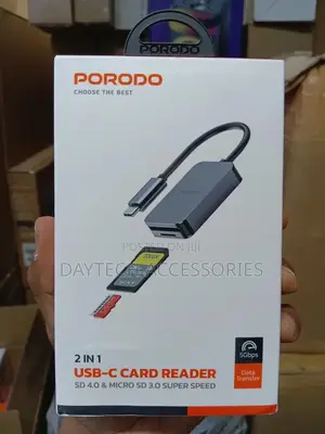 Porodo 2-in-1 Usb-C Card Reader With Type-C Input