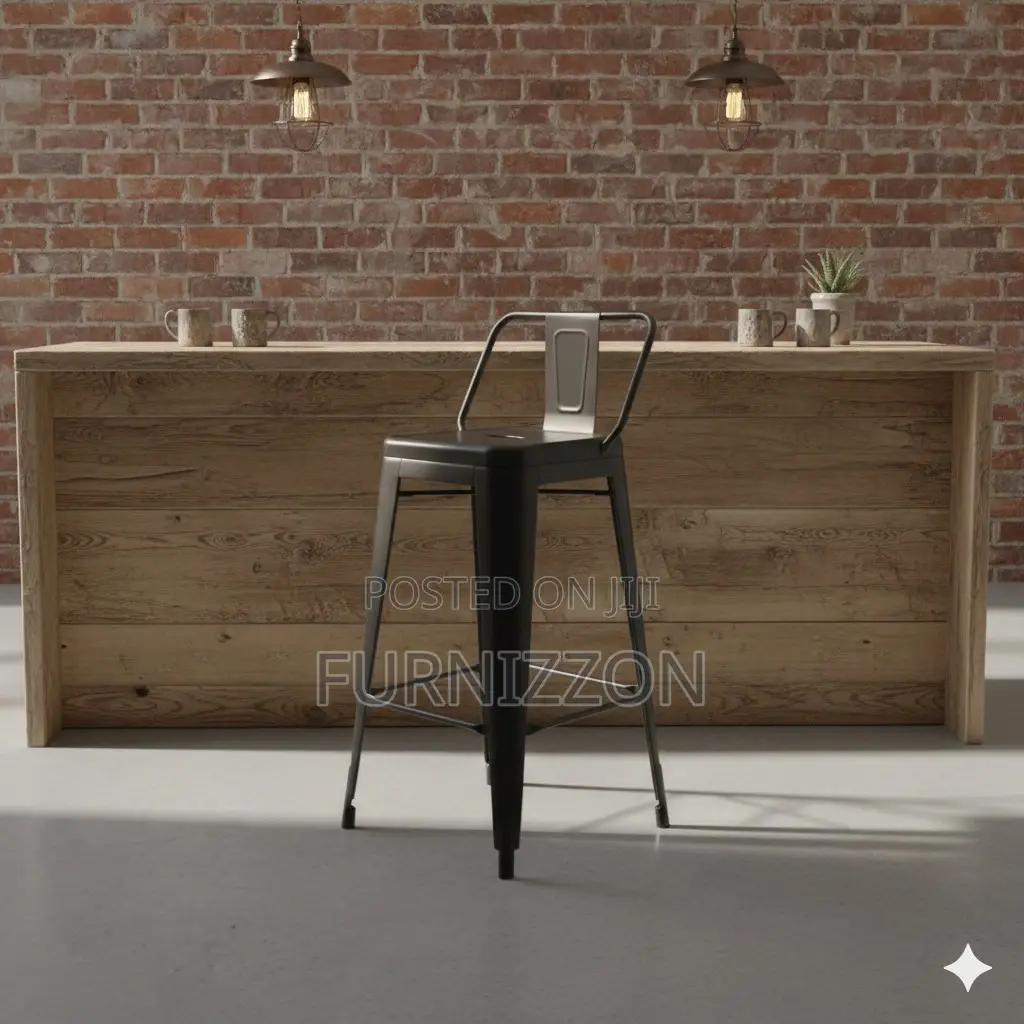 Tolix Style Low Back Metallic Bar Stool