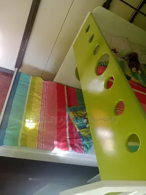 Double Decker Bed. With Shelves, Study Table, Mattresses, Stairs.