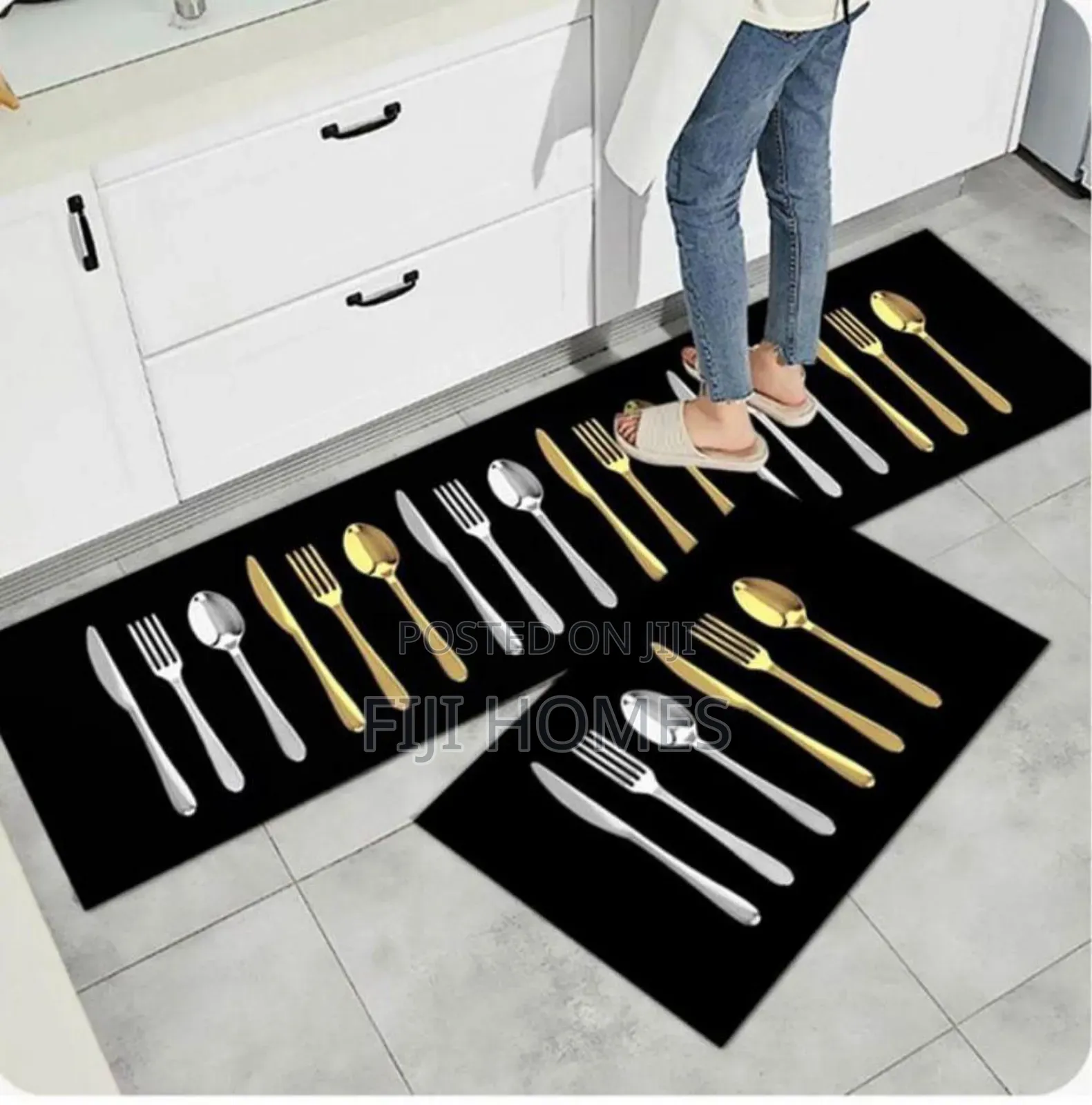 2-Piece Kitchen Mat Set | Non-Slip Rubber Mats