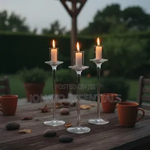 Glass Candle Holders, Elegant 3 Piece Set for Home Decor