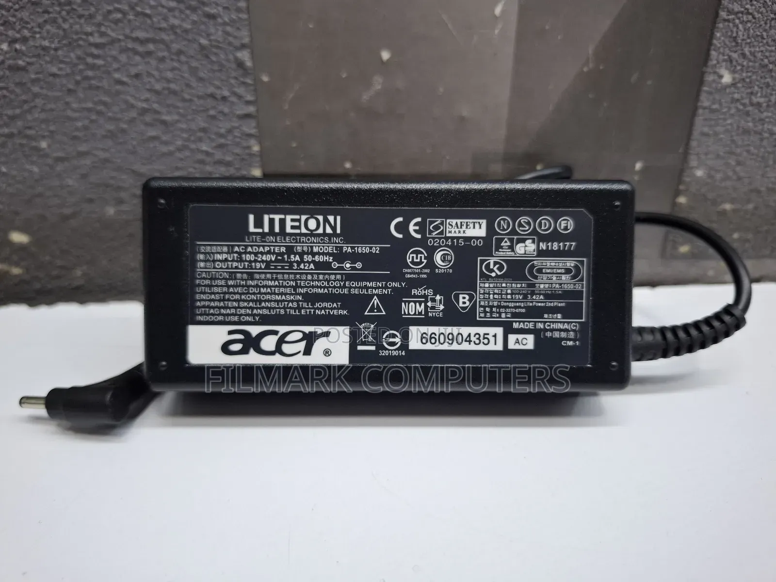 Acer Replacement Charger 19.5v 3.42a Adapter (Small Pin)