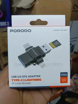 Porodo 4-in-1 Memory Card Reader - Black