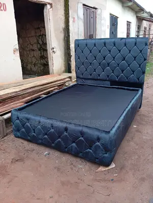 5x6 Navy Diamond Tufted Bed Frame