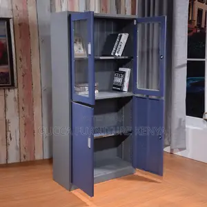 2-door Steel Office Filling Cabinet With Safe-blue