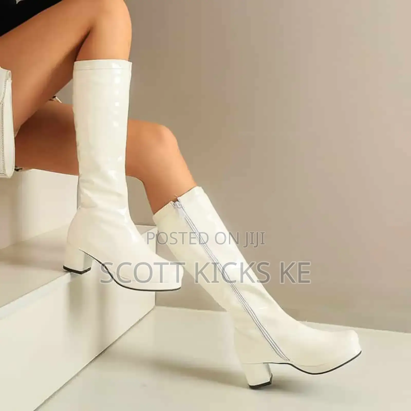Glossy Knee High Chunky Boots