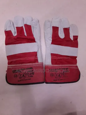 Heavy Duty Gloves Pair Red & Light Grey Colour