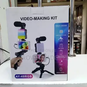Ay-49 Creator Kit With Stand,Led Light Mini Condenser Microphone