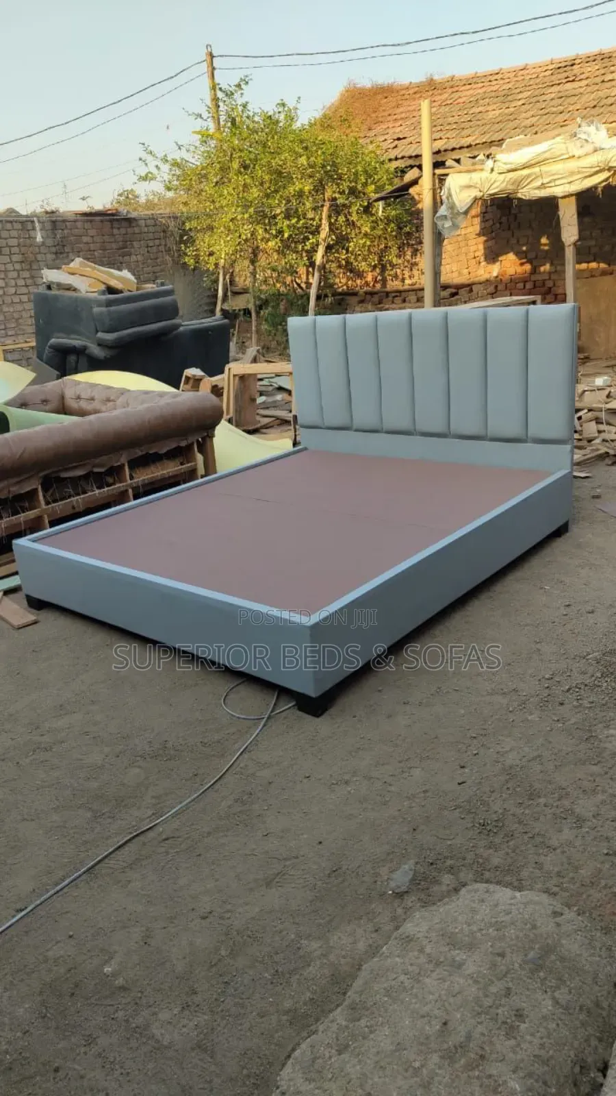 Modern Grey Upholstered Bed Size 5 by 6