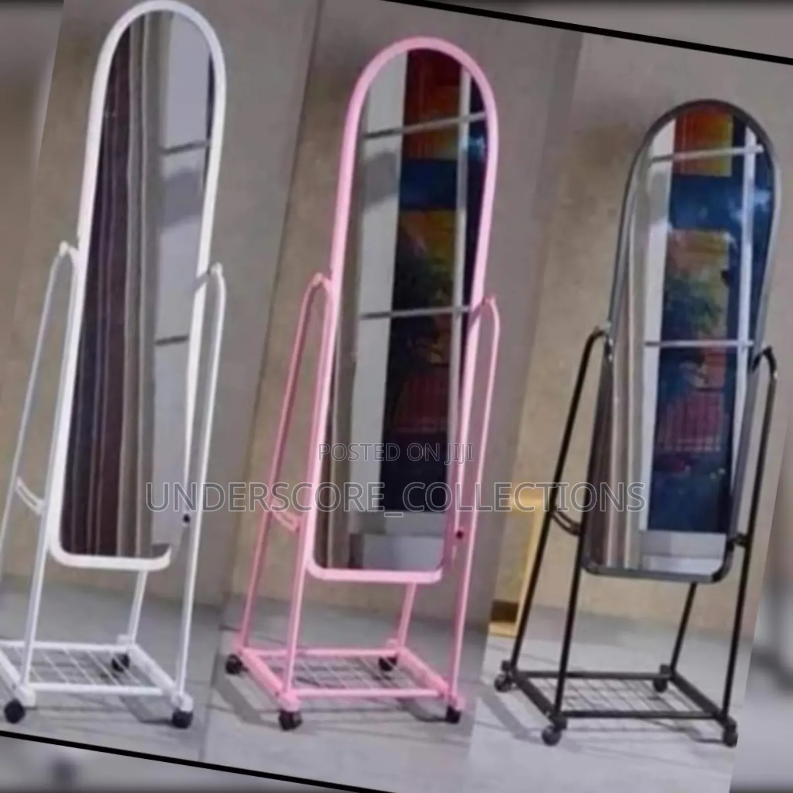 Full-Length Dressing Mirrors With Wheels and a Bottom Storage Rack