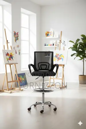 Modern Mesh Counter Chair With Adjustable Height and Support