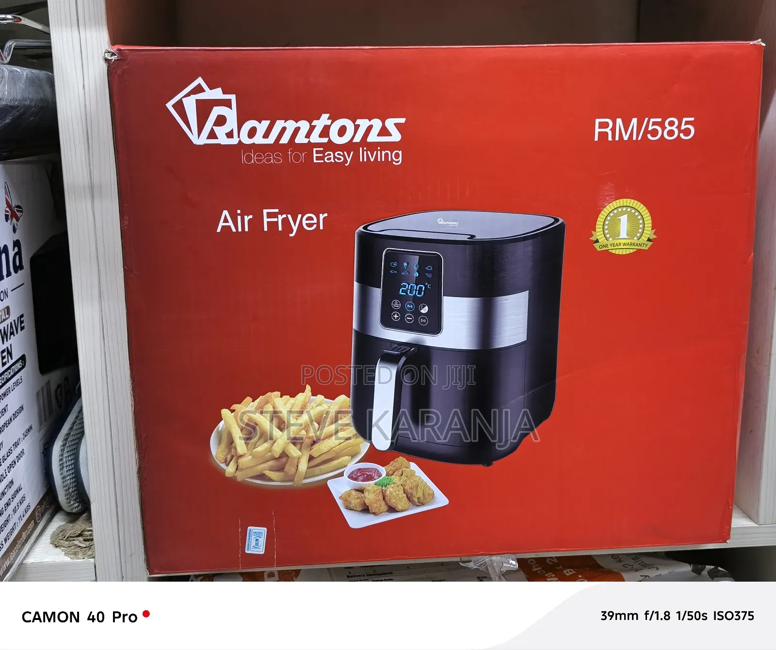 3l Ramtons Air Fryer Non Stick Basket, Multiple Cook Programs