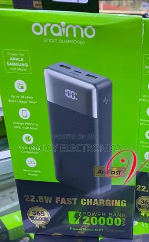 Oraimo Power Bank Powernova Q21 Opb-7200q 22.5w