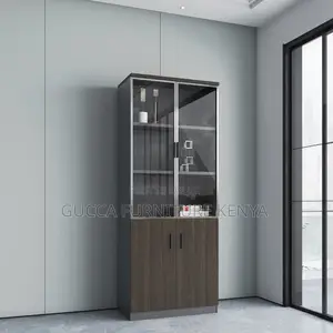2-door Wooden Half Glass Filling Office Cabinet