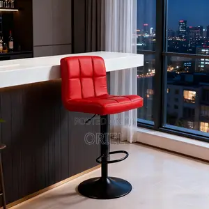 Home Barstool; Leather Upholstered Adjustable Barstool