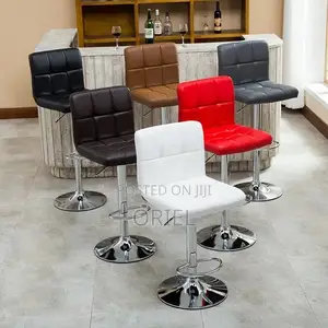 Home Barstool; Leather Upholstered Adjustable Barstool
