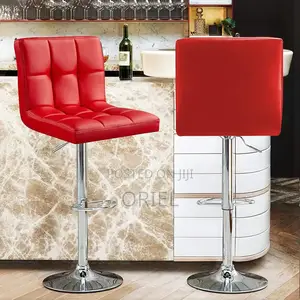 Home Barstool; Leather Upholstered Adjustable Barstool