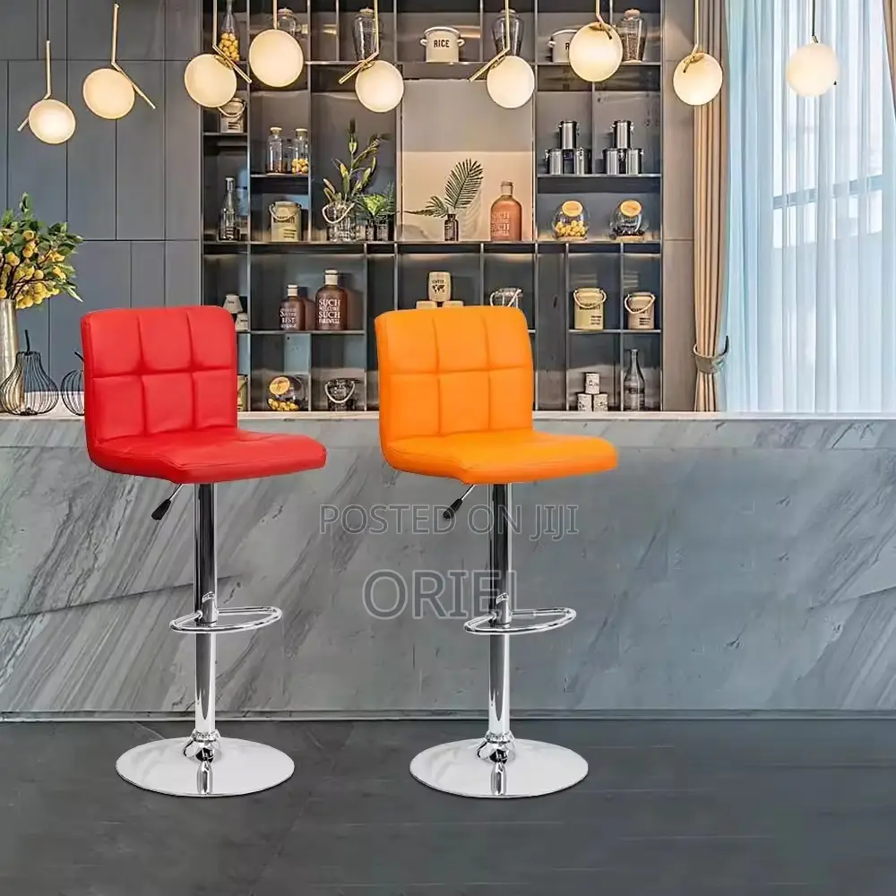 Home Barstool; Leather Upholstered Adjustable Barstool