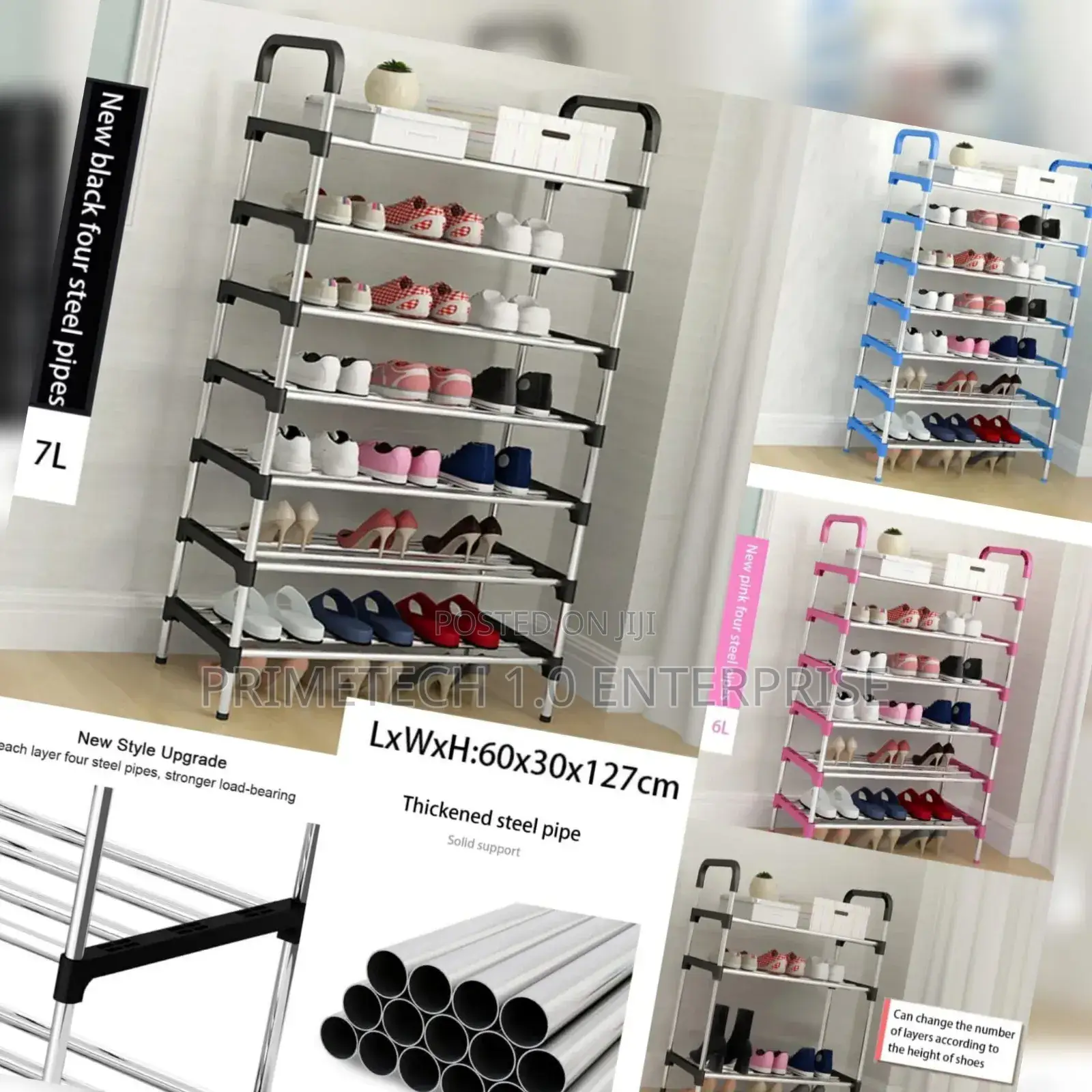 Black Seven Layer Detachable Shoe Rack