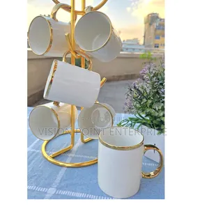 Gold White Ceramic Cup
